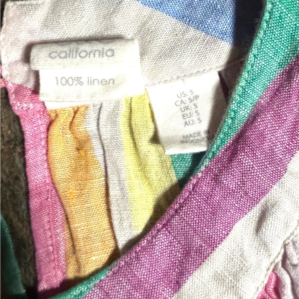 C&C California Rainbow‎ Stripe Linen Halter Dress Boho Beach Festival Summer S - Picture 7 of 10